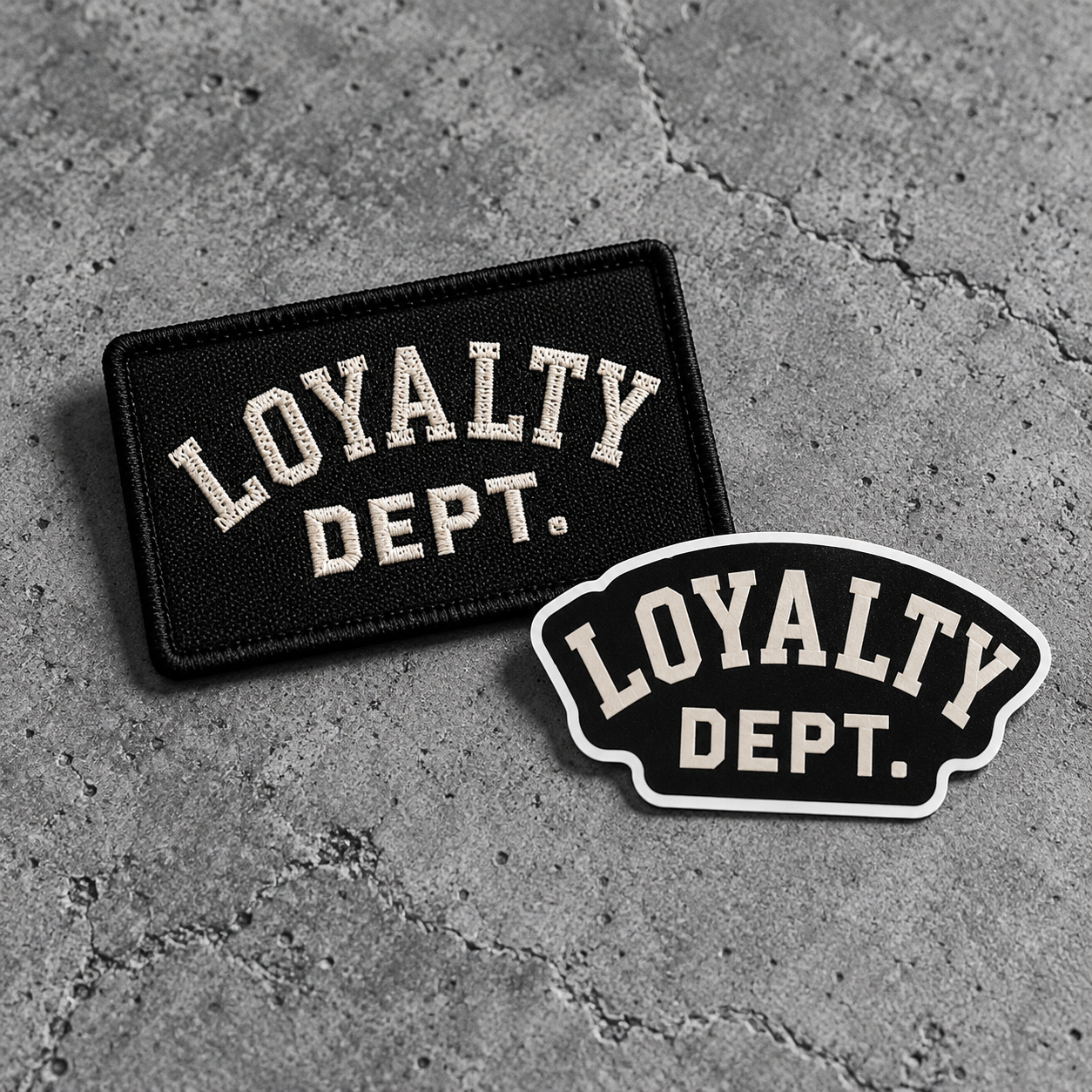 Loyalty Dept. embroidered patch and sticker concept